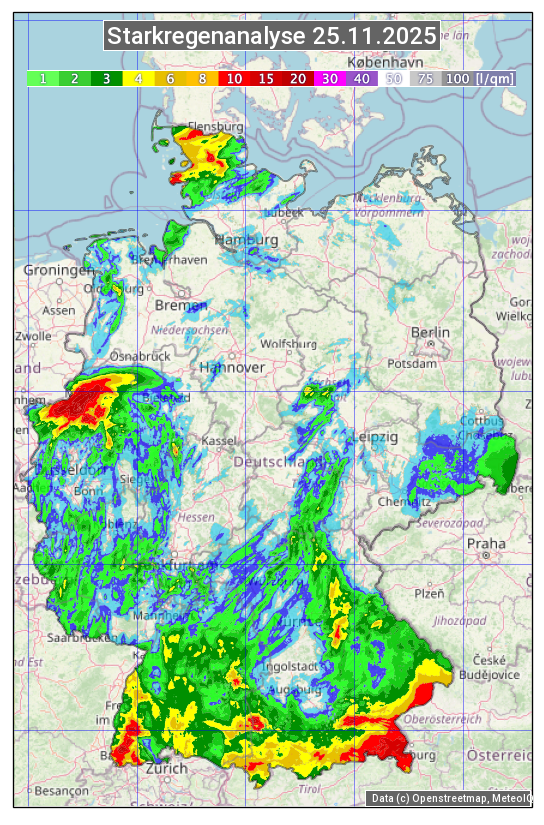 Karte mit Unwetteranalyse