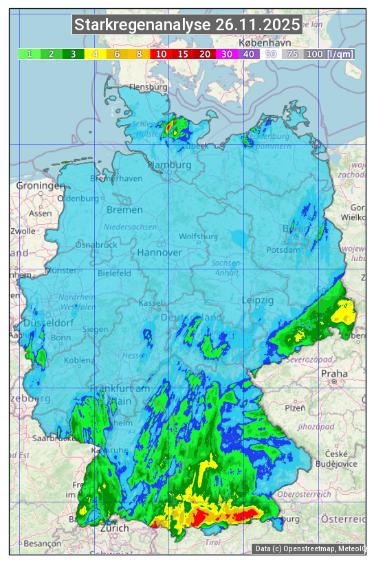Karte mit Unwetteranalyse