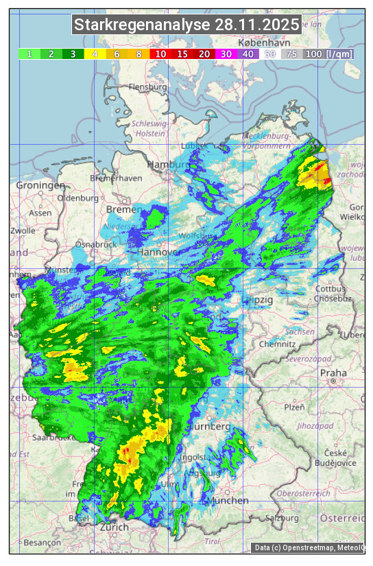 Karte mit Unwetteranalyse