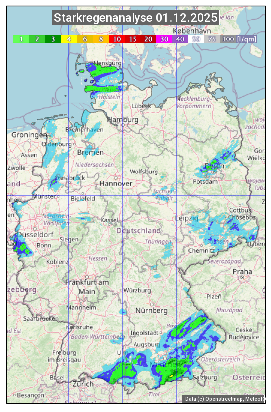 Karte mit Unwetteranalyse