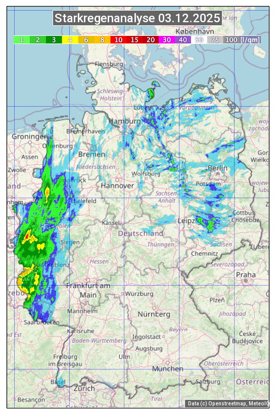 Karte mit Unwetteranalyse