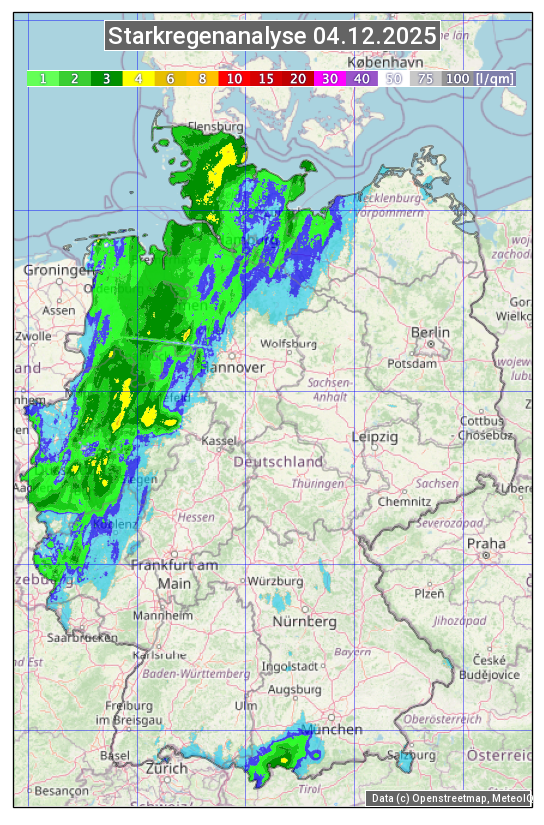 Karte mit Unwetteranalyse