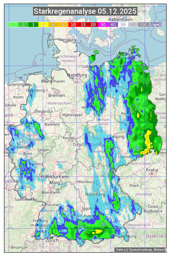 Karte mit Unwetteranalyse