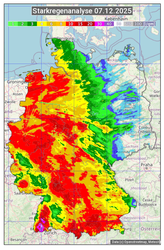 Karte mit Unwetteranalyse