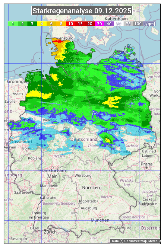 Karte mit Unwetteranalyse
