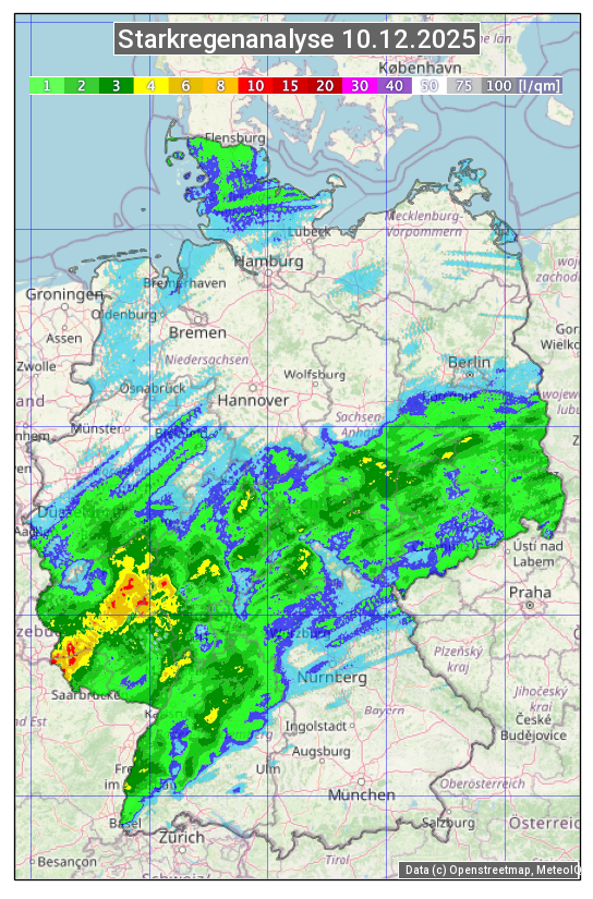 Karte mit Unwetteranalyse