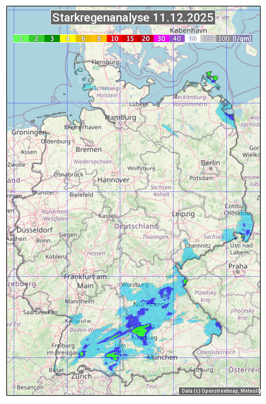 Karte mit Unwetteranalyse