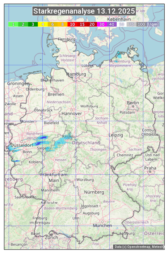 Karte mit Unwetteranalyse