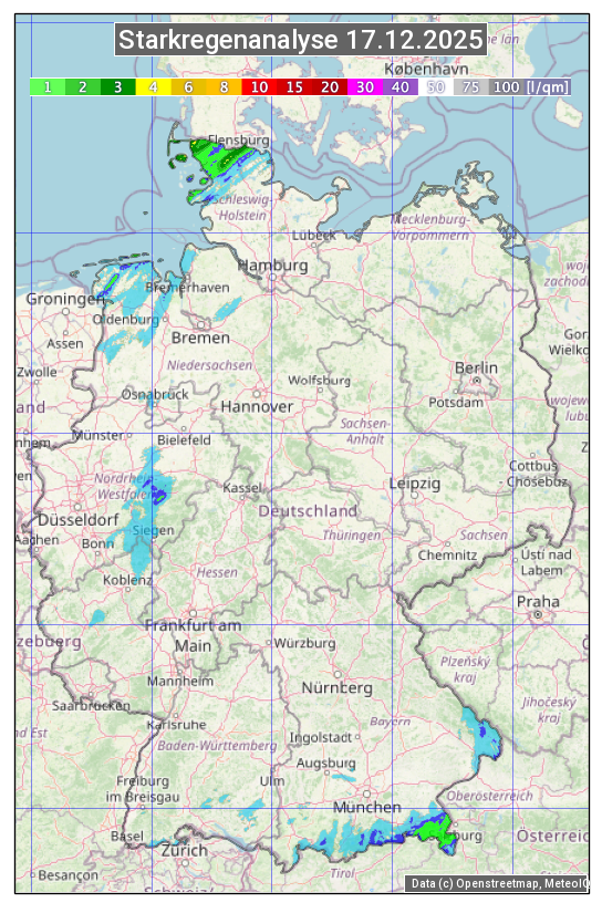 Karte mit Unwetteranalyse
