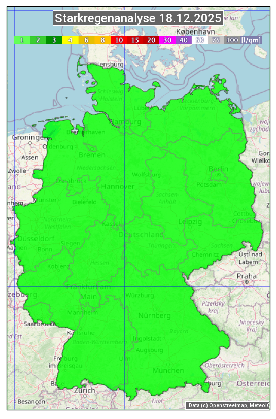Karte mit Unwetteranalyse