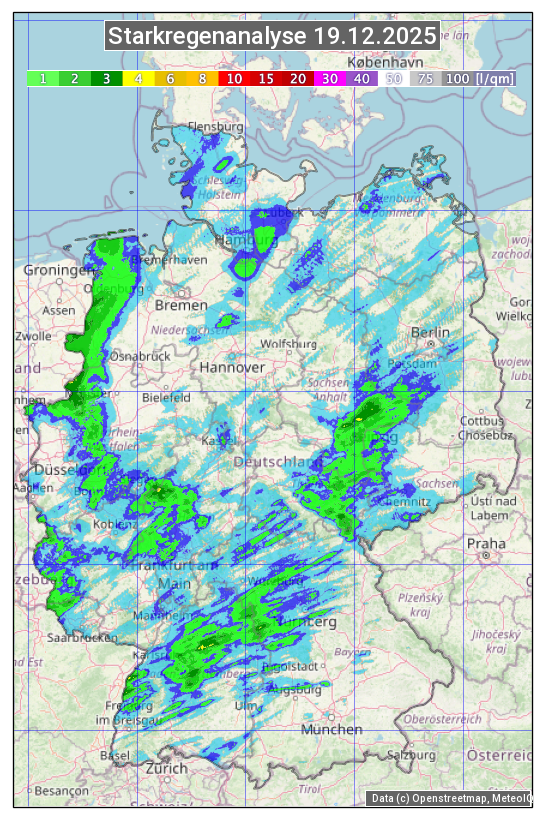 Karte mit Unwetteranalyse