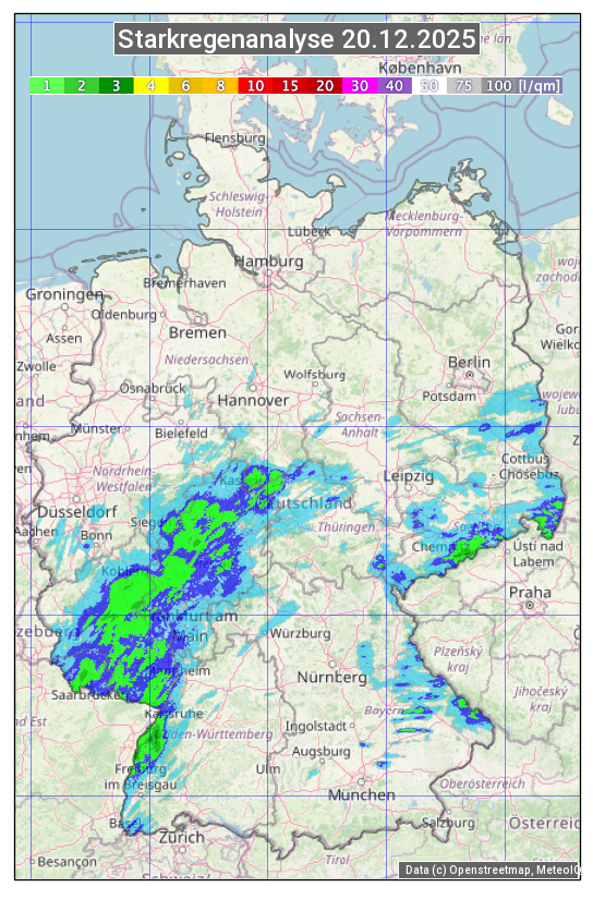 Karte mit Unwetteranalyse