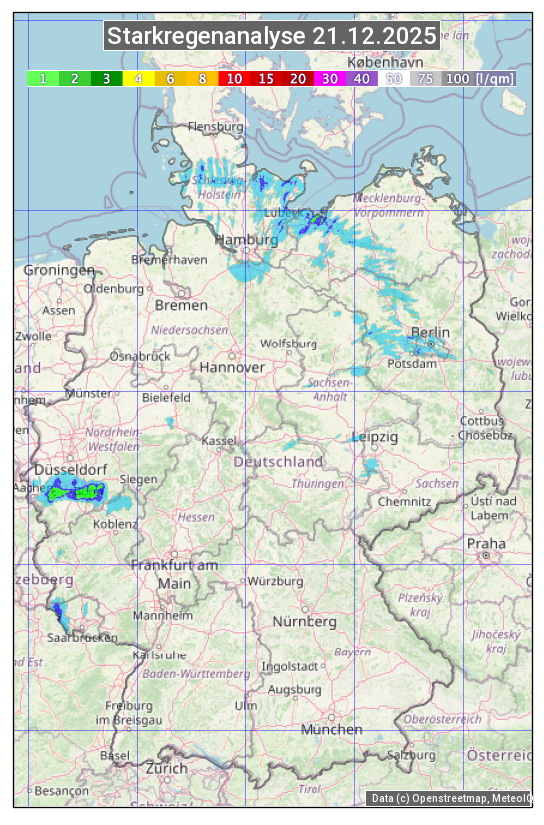 Karte mit Unwetteranalyse