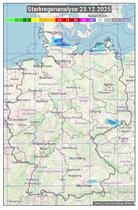 Karte mit Unwetteranalyse