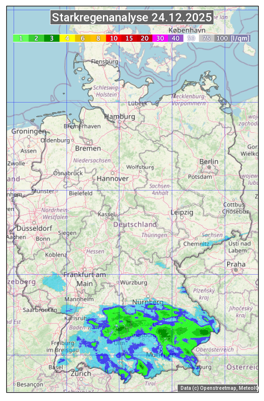 Karte mit Unwetteranalyse