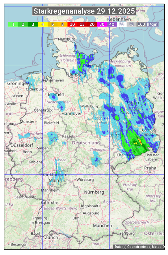 Karte mit Unwetteranalyse