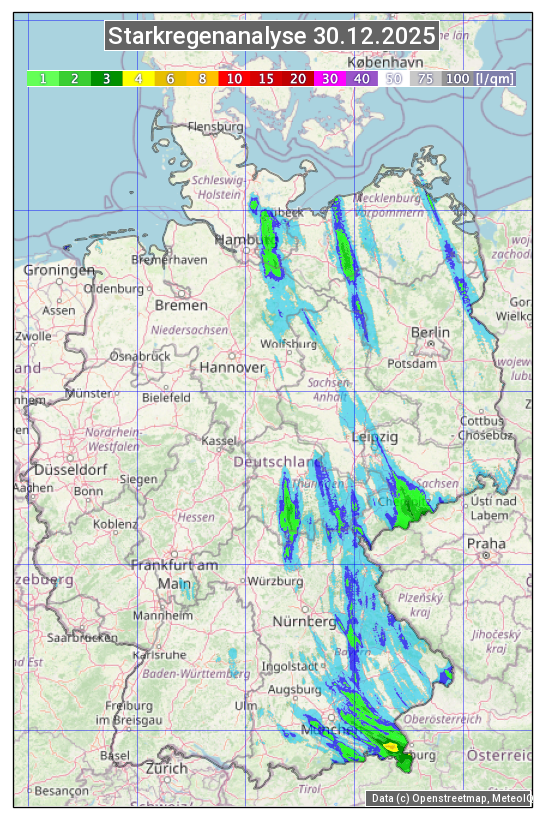 Karte mit Unwetteranalyse