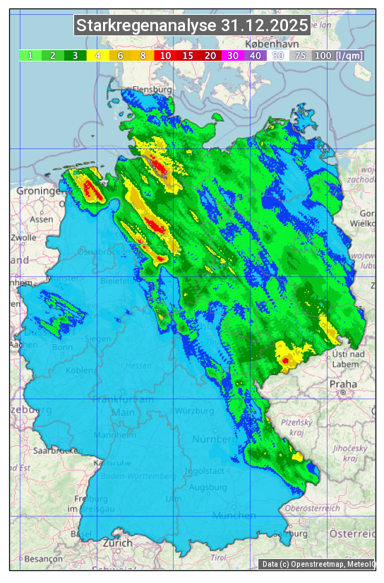 Karte mit Unwetteranalyse