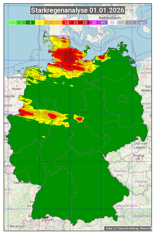 Karte mit Unwetteranalyse
