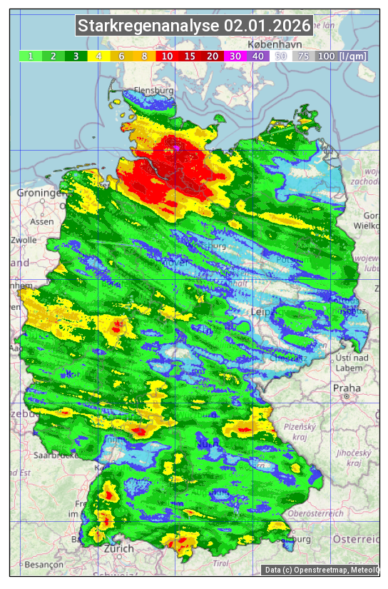 Karte mit Unwetteranalyse
