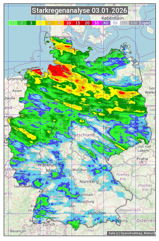 Karte mit Unwetteranalyse