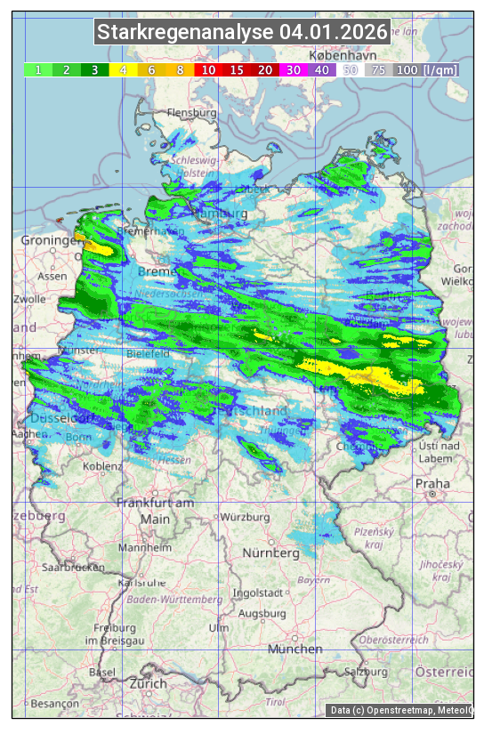 Karte mit Unwetteranalyse