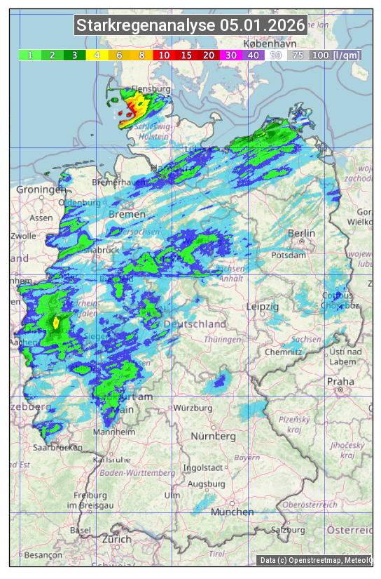 Karte mit Unwetteranalyse