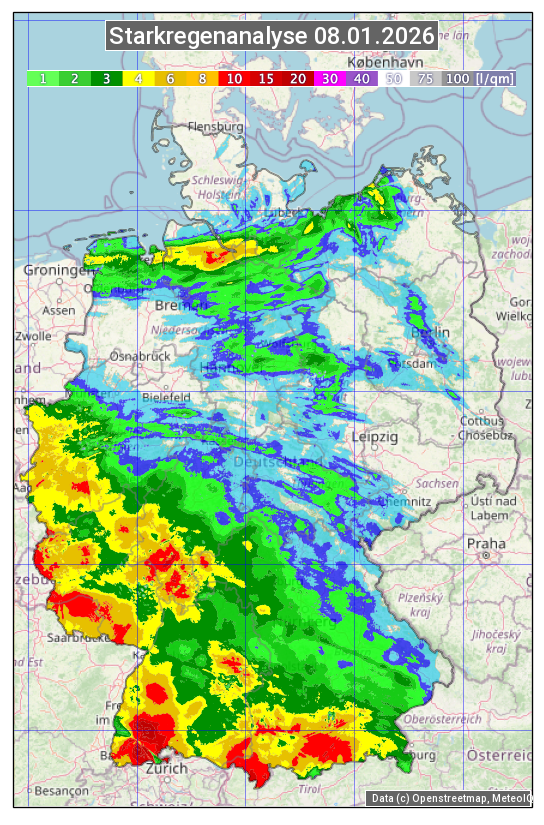 Karte mit Unwetteranalyse