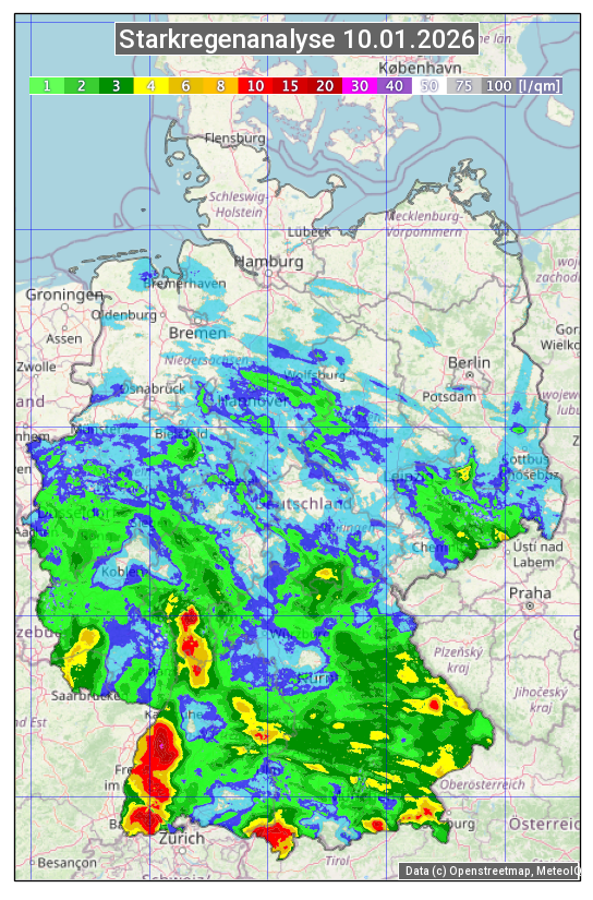 Karte mit Unwetteranalyse