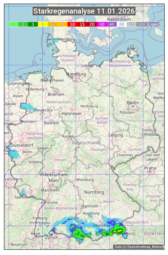Karte mit Unwetteranalyse