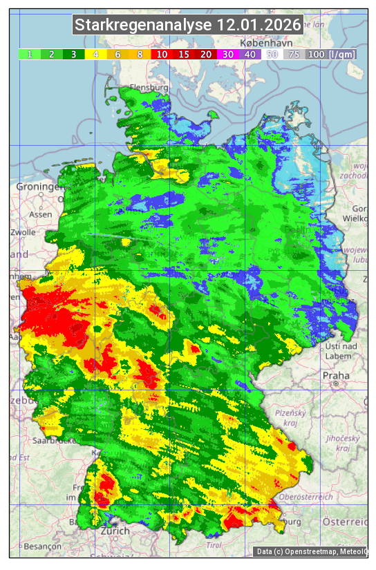 Karte mit Unwetteranalyse