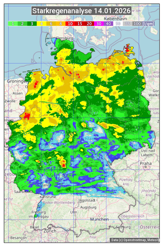 Karte mit Unwetteranalyse