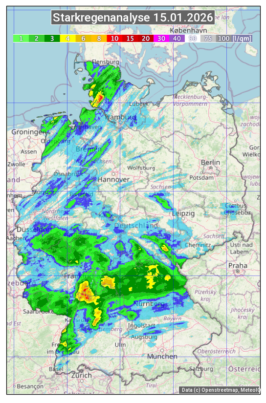 Karte mit Unwetteranalyse