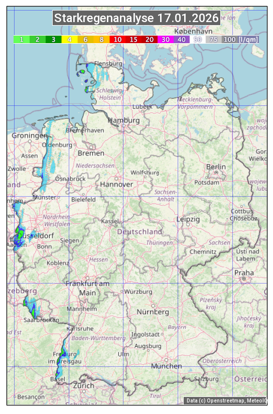 Karte mit Unwetteranalyse