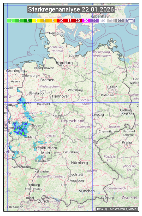 Karte mit Unwetteranalyse