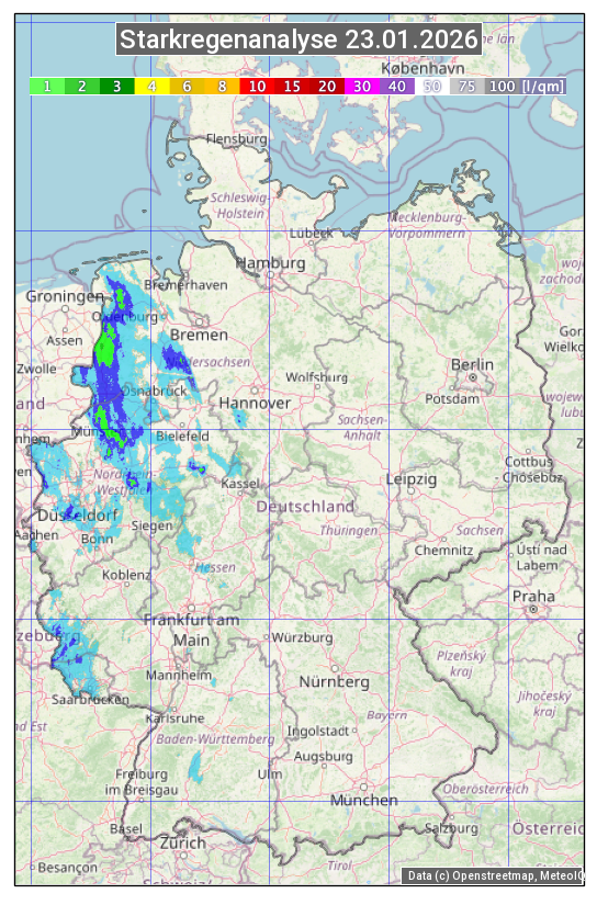 Karte mit Unwetteranalyse