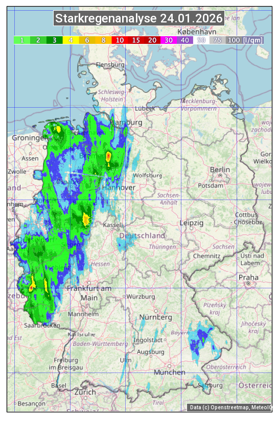Karte mit Unwetteranalyse