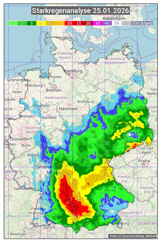 Karte mit Unwetteranalyse
