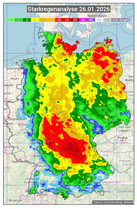 Karte mit Unwetteranalyse