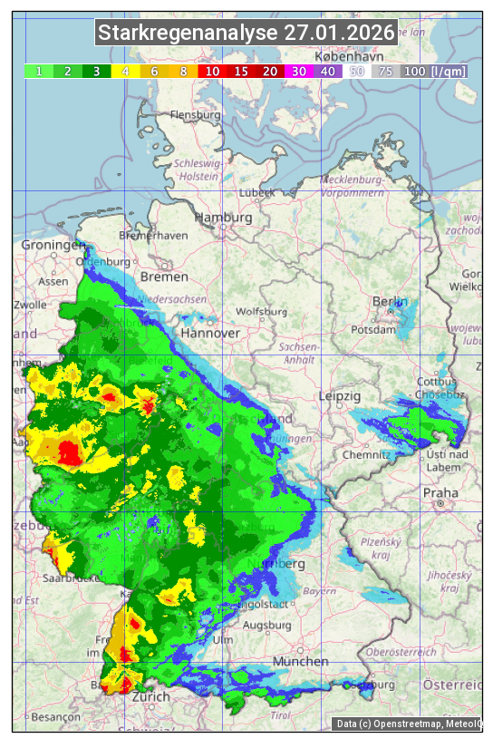 Karte mit Unwetteranalyse