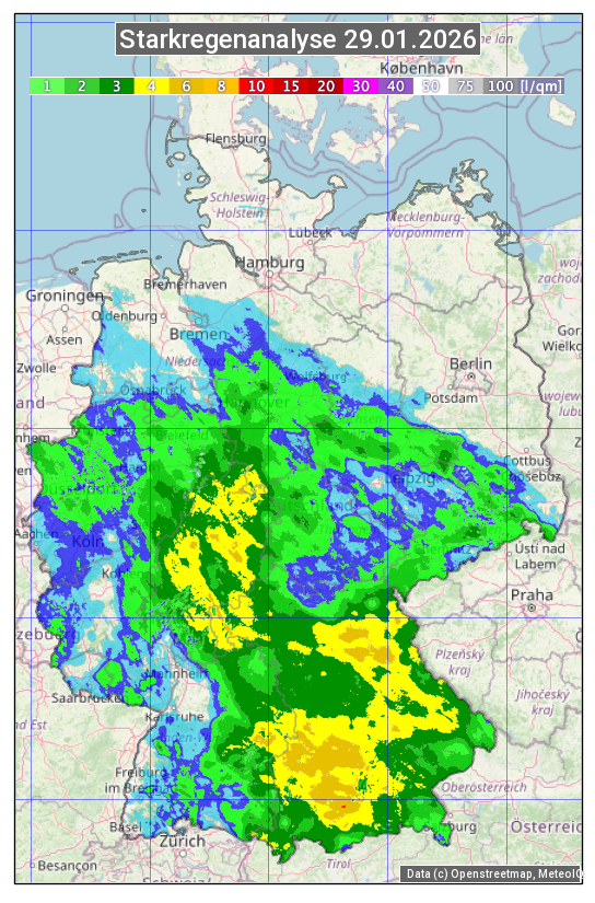 Karte mit Unwetteranalyse
