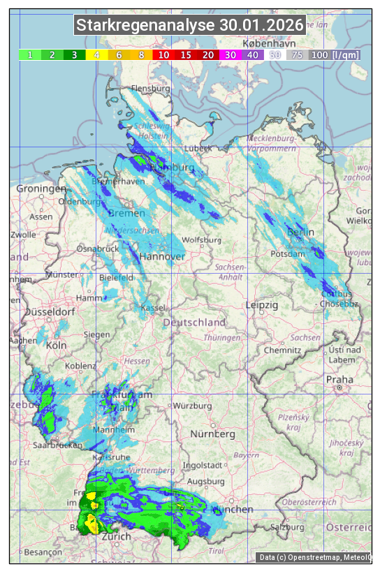 Karte mit Unwetteranalyse