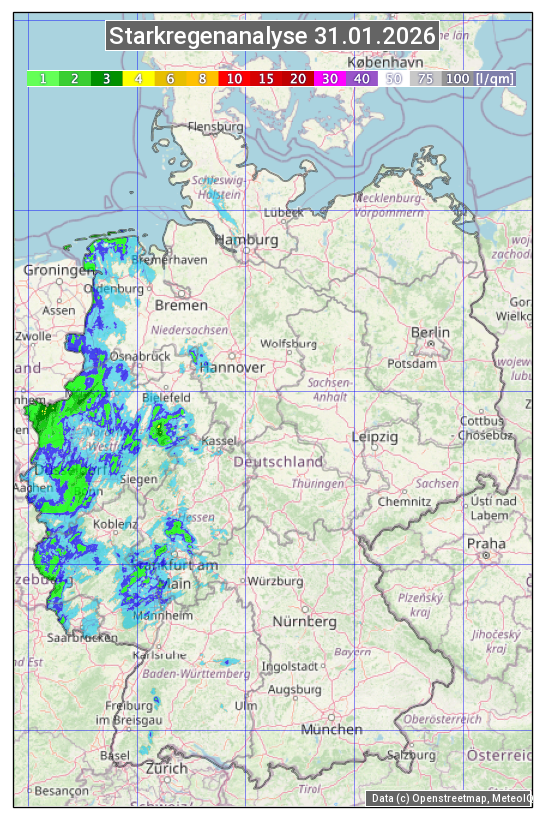 Karte mit Unwetteranalyse