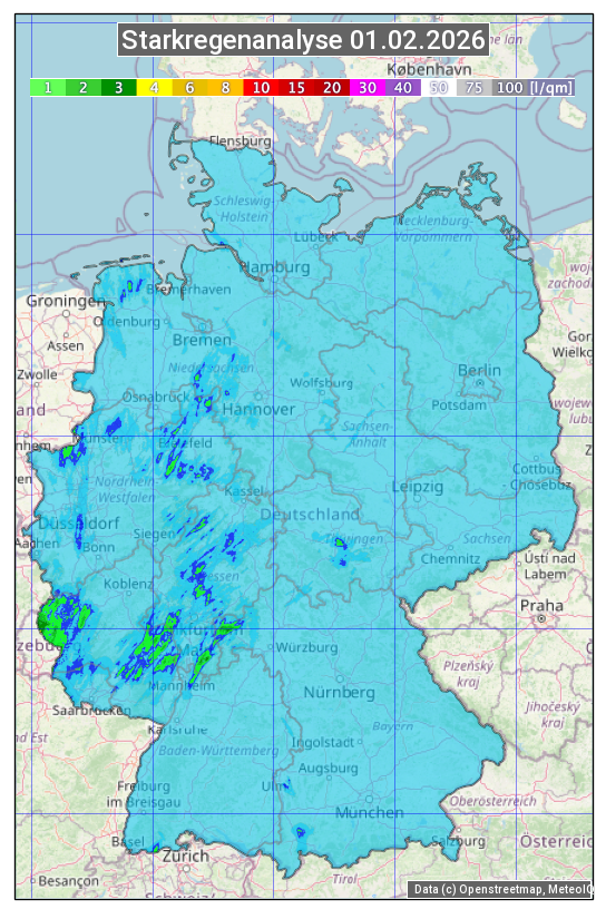 Karte mit Unwetteranalyse