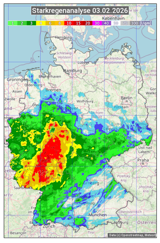 Karte mit Unwetteranalyse