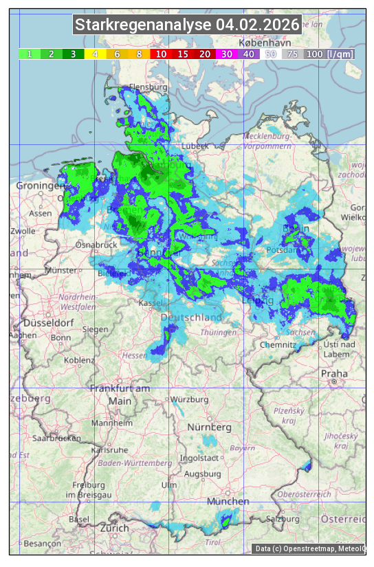 Karte mit Unwetteranalyse