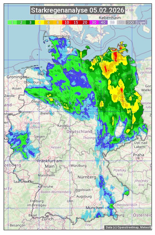 Karte mit Unwetteranalyse