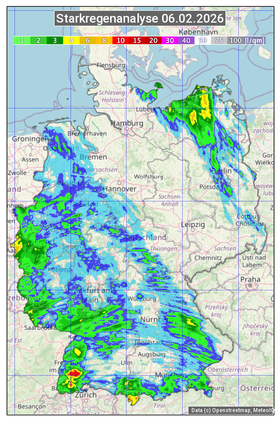 Karte mit Unwetteranalyse