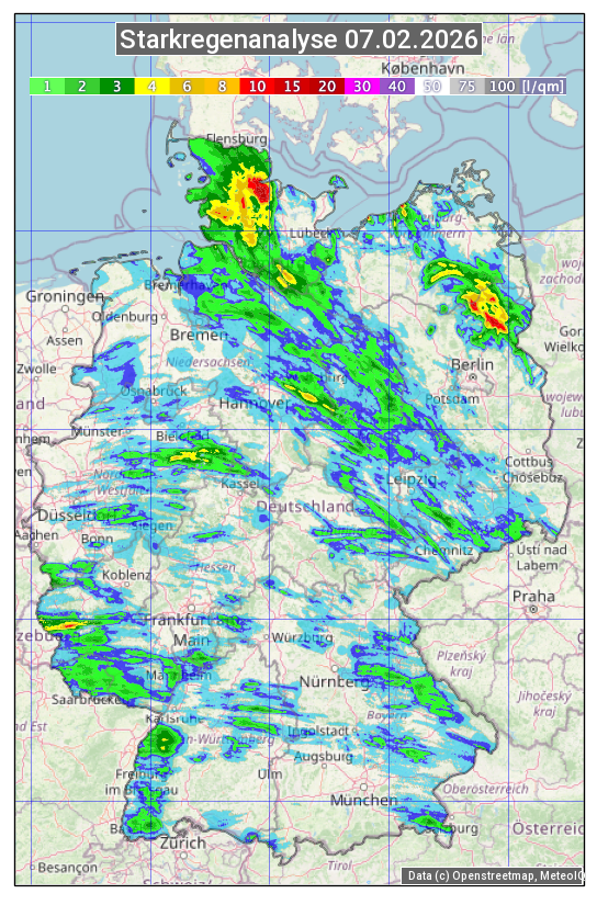 Karte mit Unwetteranalyse