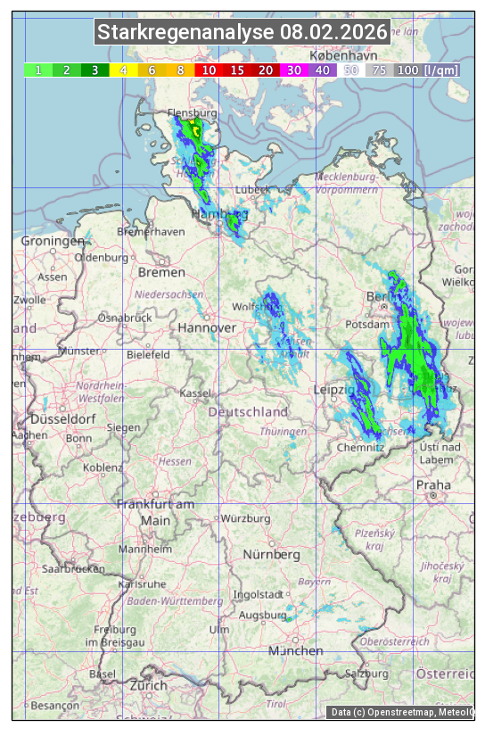 Karte mit Unwetteranalyse